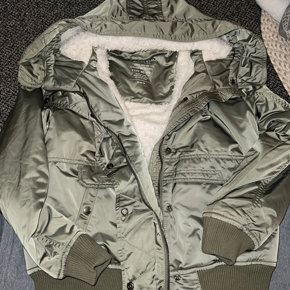 Army green puffer jacket